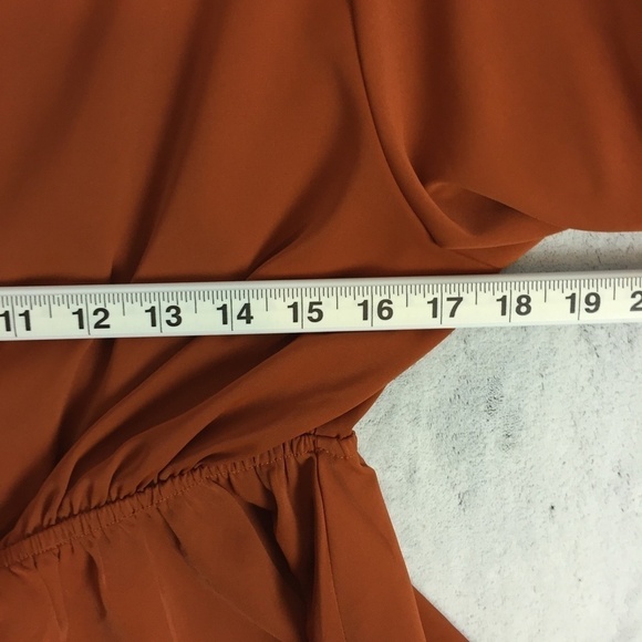 Shein Blouse Top Sz Large Elastic Waist Balloon Sleeves Flare Hem Burnt Orange - Picture 9 of 12